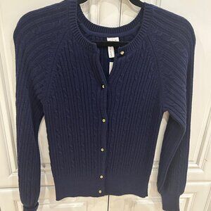 Janie and Jack Navy Blue Cardigan with Gold Button Adornments